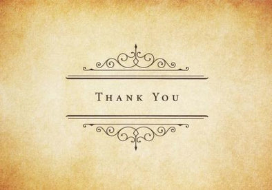 Vintage Parchment Thank You Cards Set of 14
