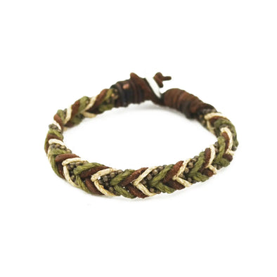 Men's Aadi Green, Tan, and Brown Braided Bracelet