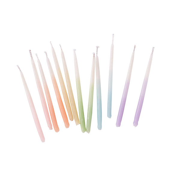 Assorted Ombre Beeswax Birthday Candles Set of 12