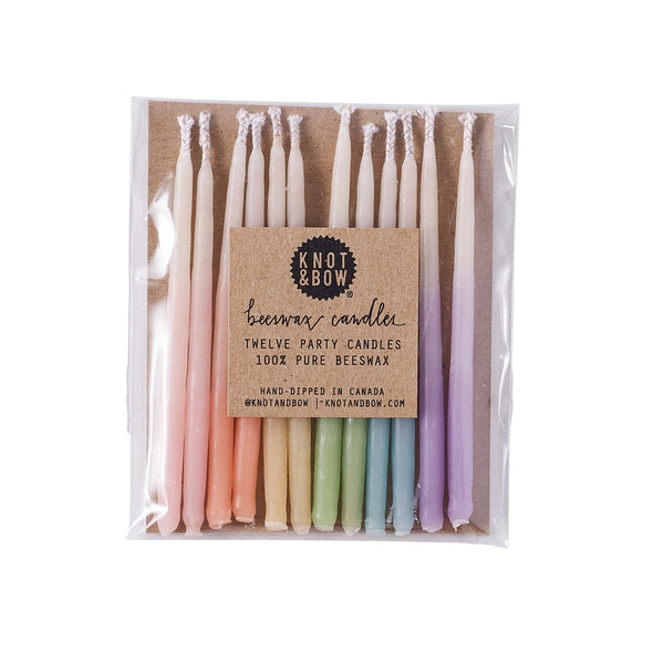 Assorted Ombre Beeswax Birthday Candles Set of 12