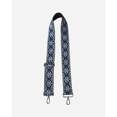 Bag Strap Embroidered Medallion Blue/White