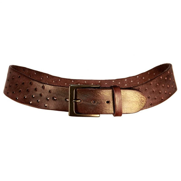 Perforata Curved Leather Belt