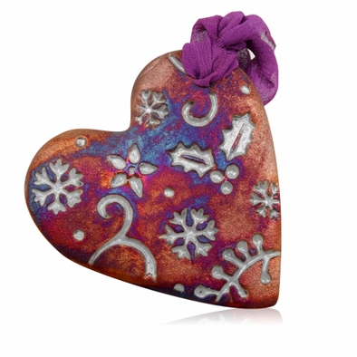 Christmas Heart Matte Raku Ornament