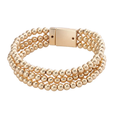 Three Strand Bead Bracelet in Gold