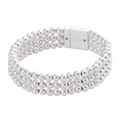 Three Strand Bead Bracelet in Silver