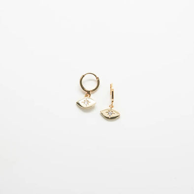 CZ Gold Eye Huggie Earrings