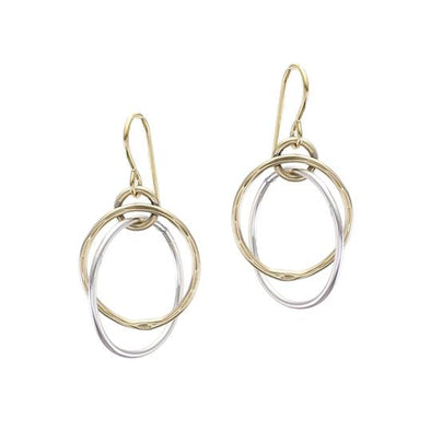 Interlocking Hammered Rings Wire Earrings