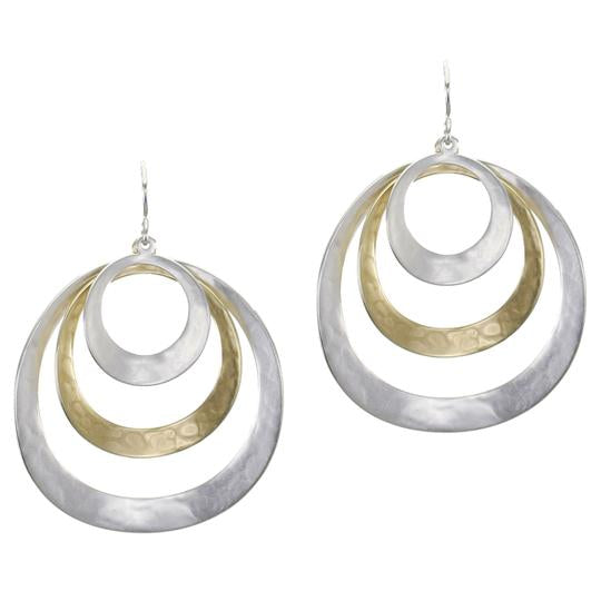 Large Curved and Tiered Rings Wire Earrings