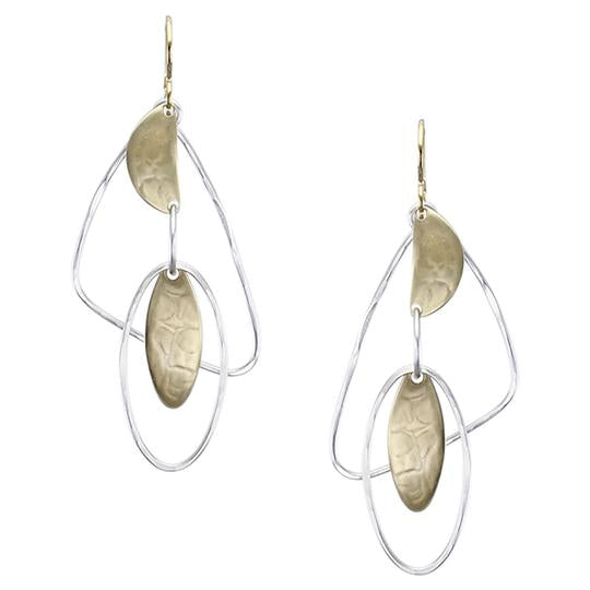 Oval and Semi-Circle with Oval and Triangle Rings Earrings