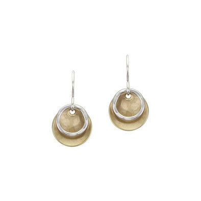 Small Disk with Ring Earrings in Silver and Brass