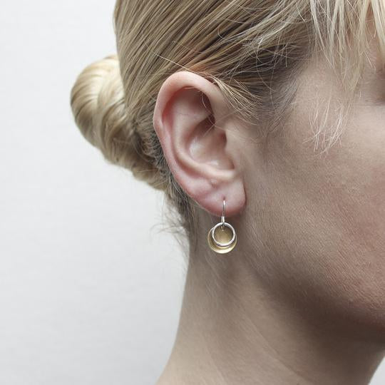 Small Disk with Ring Earrings in Silver and Brass