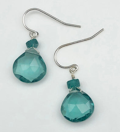 Blue Green Quartz Drop Earrings