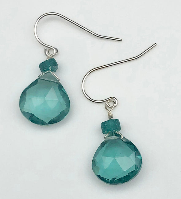 Blue Green Quartz Drop Earrings