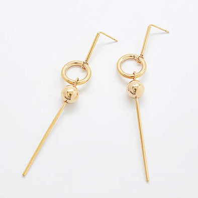 Gold Geometric Circle Drop Earrings