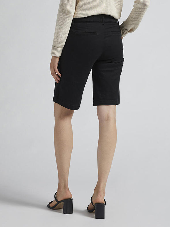 Maddie Mid Rise 11" Bermuda Pull-On Short in Black
