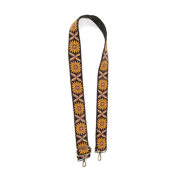 Daisy Embroidered Guitar Strap 2"