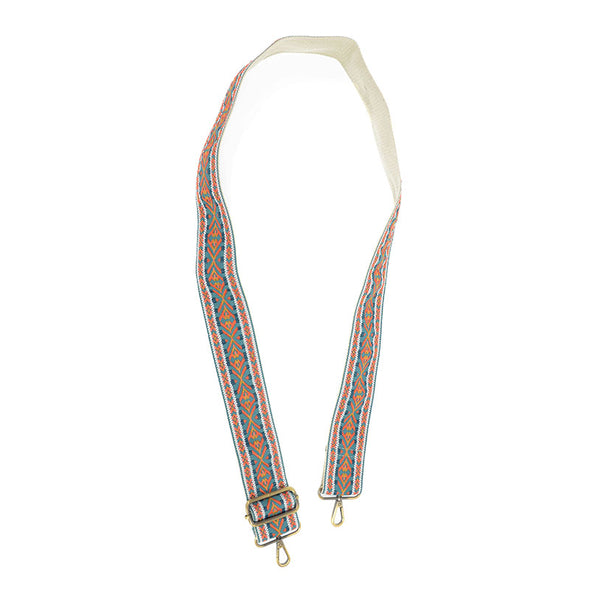 Turquoise Multi-Colored Nahau Embroidered Guitar Strap 2"