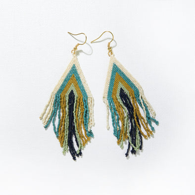 Navy Teal Citron Luxe Stripe Earrings