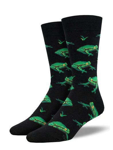Men's Night Frogs Socks in Black