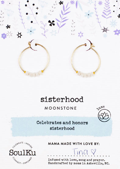 Moonstone Hoop Earrings for Sisterhood