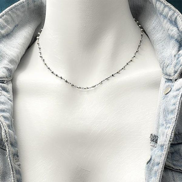Emily Pyrite Chain Princess Necklace in Silver - 16"