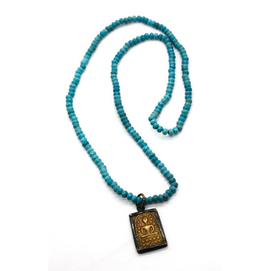 Wrap Bracelet/Necklace in Turqoise/Buddha