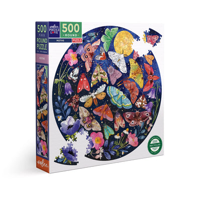 Moths 500 Piece Round Puzzle