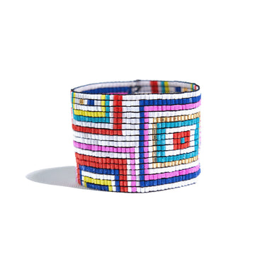 Penelope Rectangles Stretch Bracelet in Neon White