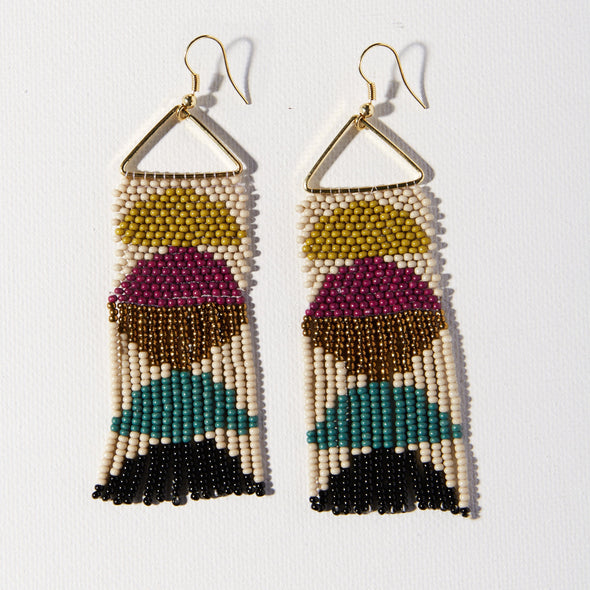 Muted Half Circles on Triangle Earrings