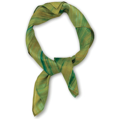 Silk Neckerchief in Moss Green & Tan