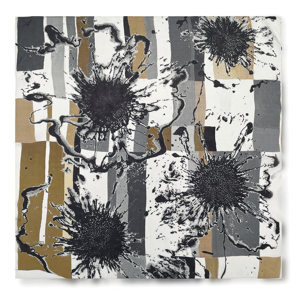Silk Blooms Neckerchief in Stone