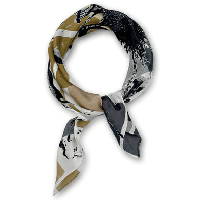 Silk Blooms Neckerchief in Stone