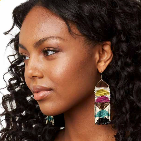 Muted Half Circles on Triangle Earrings