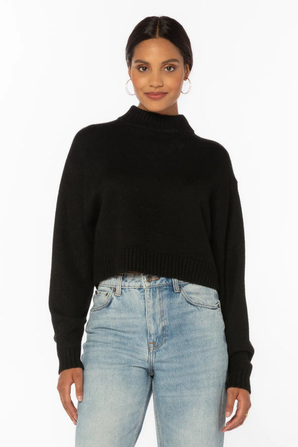 Whitley Mock Neck Sweater in Black