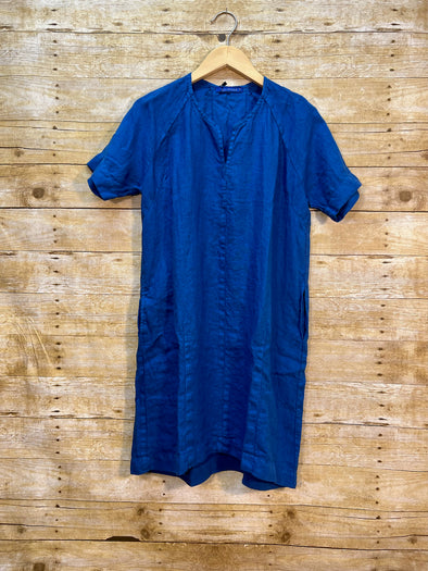 Split Neck Dress in Atlantic