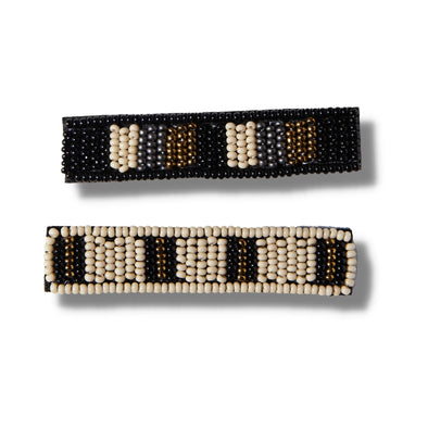 Black Ivory Gold Combo Beaded Hair Clip - 2 Pack