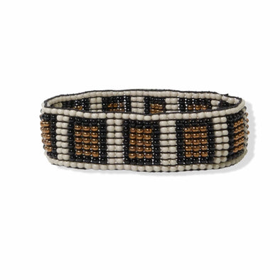Black Ivory Gold Rectangle Small Stretch Bracelet