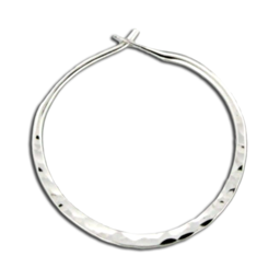 Hammered Hoop Earrings in Sterling Silver - 20mm