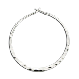 Hammered Hoop Earrings in Sterling Silver - 30mm