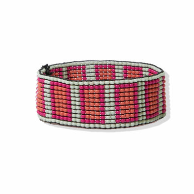 Hot Pink Coral Mint Rectangle Small Stretch Bracelet