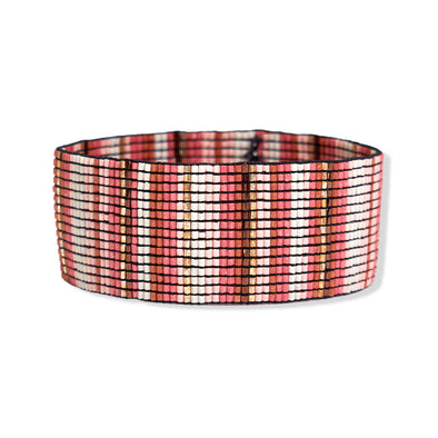 Kenzie Vertical Stripes Beaded Stretch Bracelet Blush