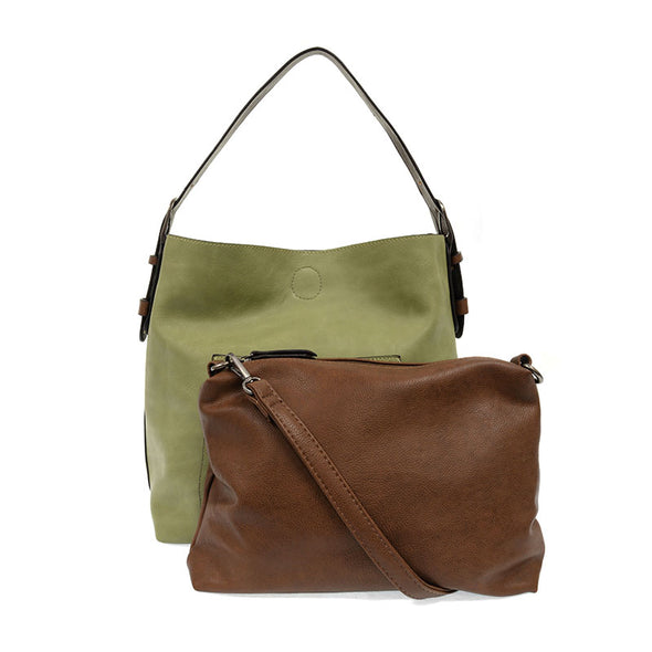 Classic Hobo Handbag with Removable Insert Bag in Eucalyptus/Coffee