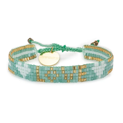 Seed Bead LOVE with Hearts Bracelet in Mint