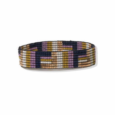 Navy Geometric Stripe Small Luxe Stretch Bracelet