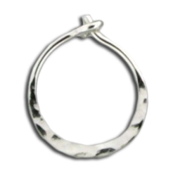 Hammered Thin Wire Hoop Earrings Sterling Silver - 11mm