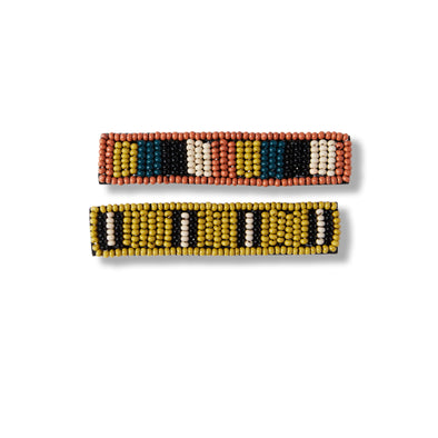Rust Citron Peacock Combo Beaded Hair Clip - 2 Pack